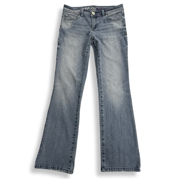 INC Jeans Womens 8P Boot Leg Regular Fit Blue Mid Rise Stretch Petite 30x28 - Picture 1 of 10